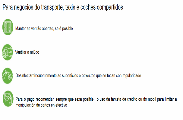 Recomendacións para negocios do transporte, taxis e coches compartidos